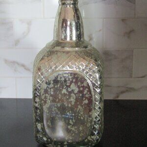 Large Glass Bottle, Aged Mirror Look